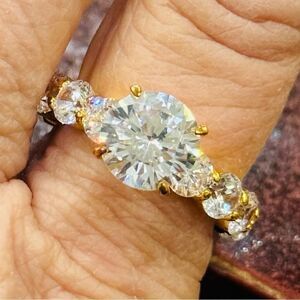 Gorgeous CZ engagement ring . 14k gold over sterling silver .Charles Winston